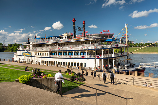 Nashville, Tennessee - June 20, 2019:  General Jackson steamship floats on the Cumberland River in Nashville Tennessee USA