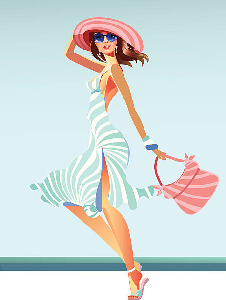 summer woman vector art illustration