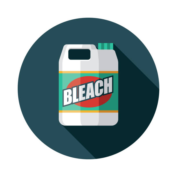 Bleach Coronavirus COVID-19 Icon A flat design coronavirus COVID-19 icon with a long shadow. File is built in the CMYK color space for optimal printing. Color swatches are global so it’s easy to change colors across the document. bleach stock illustrations