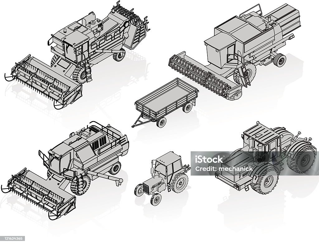 Véhicules agricole ensemble - clipart vectoriel de Moissonneuse-batteuse libre de droits