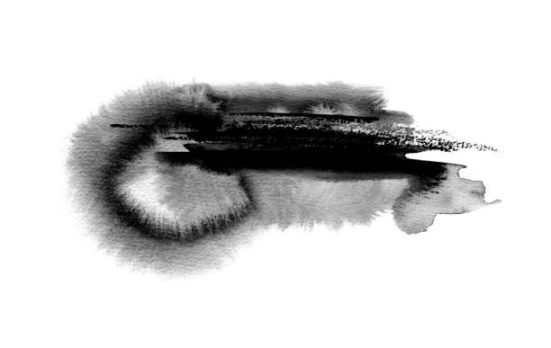 istock Abstract black and white watercolor blot painted background. Texture paper. Isolated. 1216245846