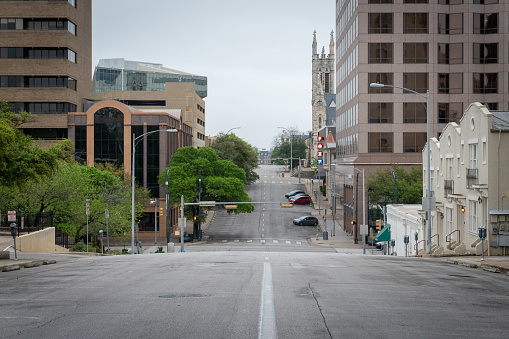 Empty street in Austin Texas during the COVID-19 shelter in place order