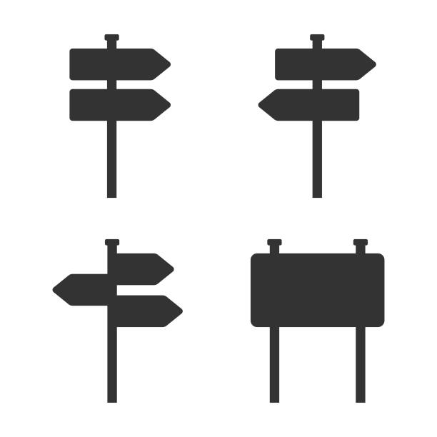 wegweiser oder straßenschild icons vektor-design. - directional sign road sign guidance sign stock-grafiken, -clipart, -cartoons und -symbole