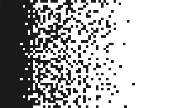 Vector illustration of Pixels scattered, dissolve.