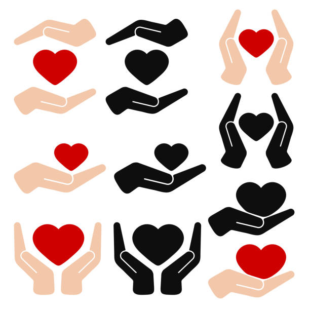 ilustrações de stock, clip art, desenhos animados e ícones de hands holding heart flat vector icon isolated on white background. - forgiveness