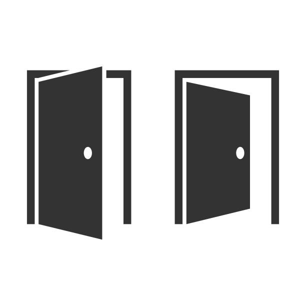 ilustrações de stock, clip art, desenhos animados e ícones de open door icon vector design. - open door
