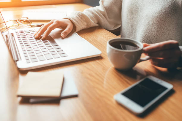 istock Young woman working in a home office on her laptop computer. 1216256359