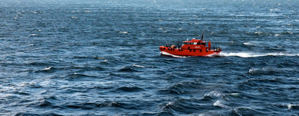 istock Pilot boat crashing through the waves in Copenhagen, Denmark 1216256660