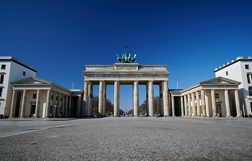 Deserted Brandenburger Gate during the Corona crisis