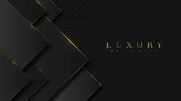 luxus-pfeil gold linie hintergrund vip mit schwarzen metall textur in 3d abstrakten stil. - backgrounds abstract decoration design stock-grafiken, -clipart, -cartoons und -symbole