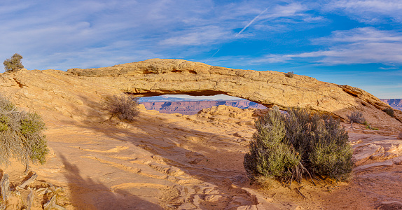 View on Mesa Arch in Canyonlands National Park in Utah