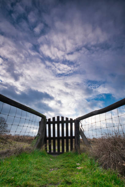 istock wide angle lens shot, a gate with left and right mesh. with impressive air 1216262763