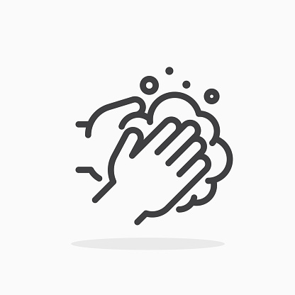Washing hands icon in line style. For your design, logo. Vector illustration. Editable Stroke.