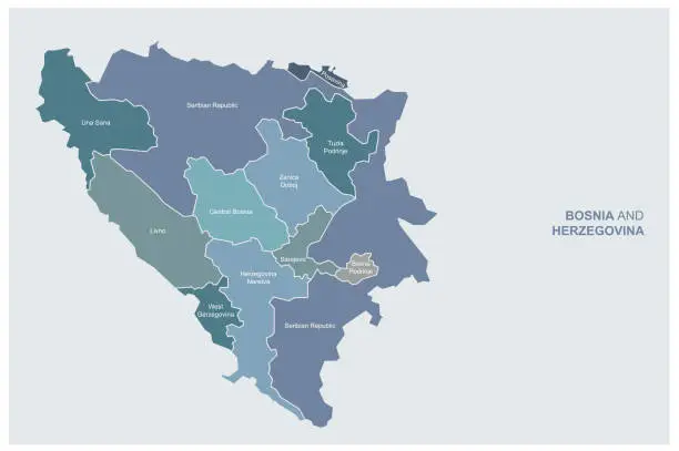Vector illustration of bosnia map. bosnia and herzegovina vector map.
