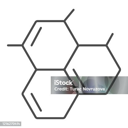 istock Molecular model thin line icon. Biology cell or molecule grid symbol, outline style pictogram on white background. Medicine or chemistry sign for mobile concept and web design. Vector graphics. 1216270414
