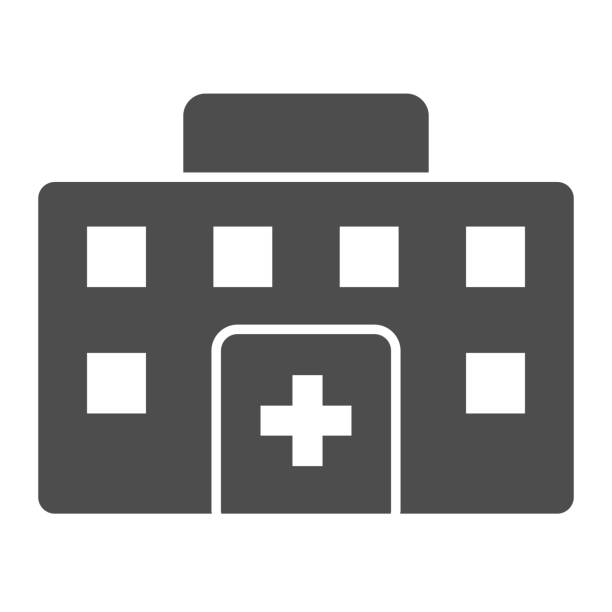 Hospital building solid icon. City clinic, medical house symbol, glyph style pictogram on white background. Medicine sign for mobile concept and web design. Vector graphics. Hospital building solid icon. City clinic, medical house symbol, glyph style pictogram on white background. Medicine sign for mobile concept and web design. Vector graphics paramedic stock illustrations