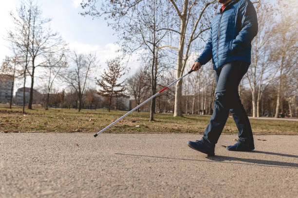 istock Blind man taking a walk in the morning 1216271468