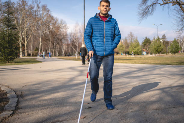 istock Blind person enjoying a walk 1216271471