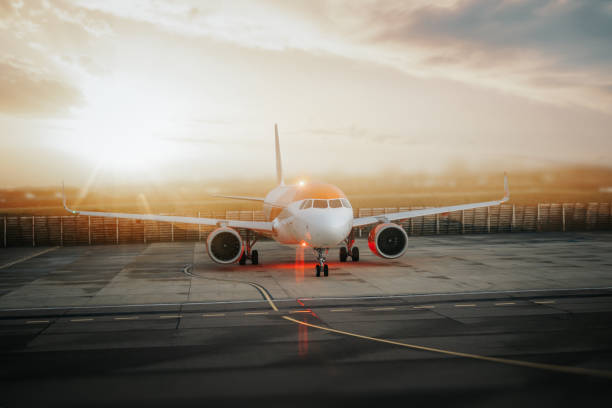 istock Front view of landed airplane 1216272803