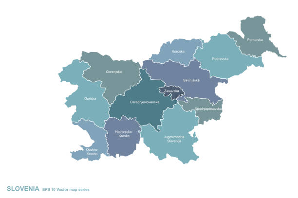 словения карта. векторная карта словении на балканах - lake bohinj illustrations stock illustrations