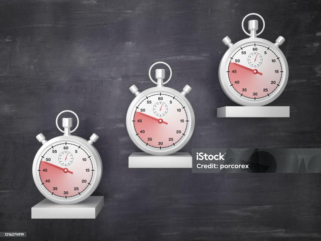 Timer Step Steps With Stopwatch On Chalkboard 3d Rendering Stock Photo - Download ...