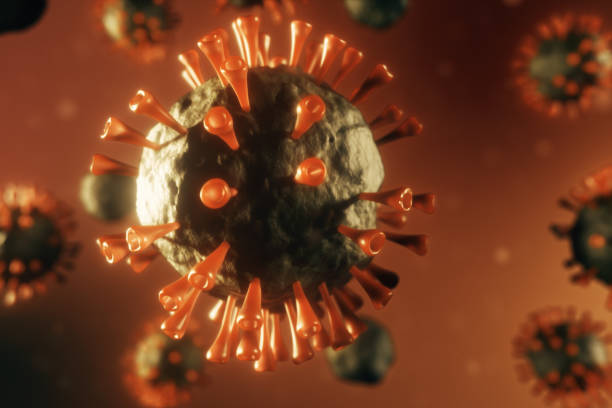 istock Dangerous virus 3d illustration for scientific researchers. Bacteria under the microscope. Coronavirus. 1216276188