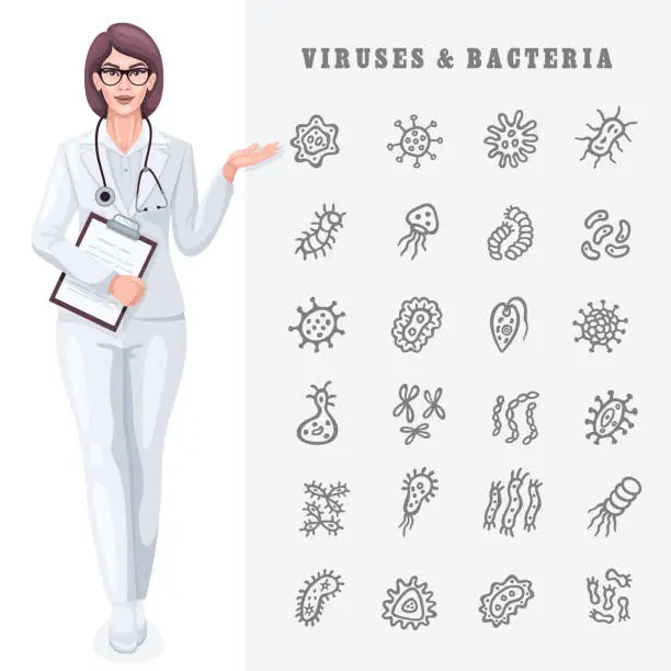 Vector illustration of Bacteria and virus. Medical poster concept.