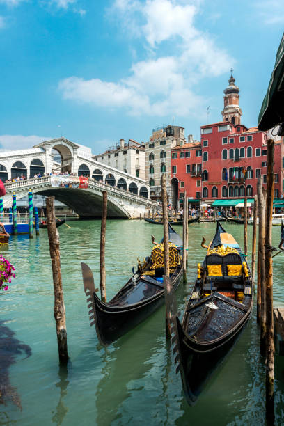 istock Parked gondolas front the Rialto Bridge in Venice, Italy 1216277951