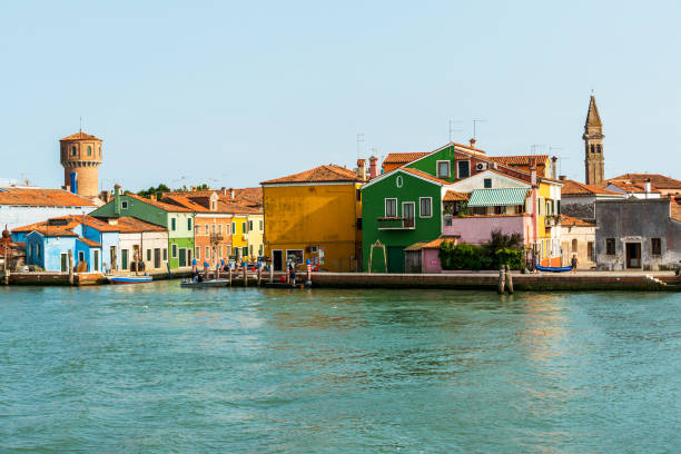 aerial view of Riva degli Schiavoni and piers in Venice, Italy