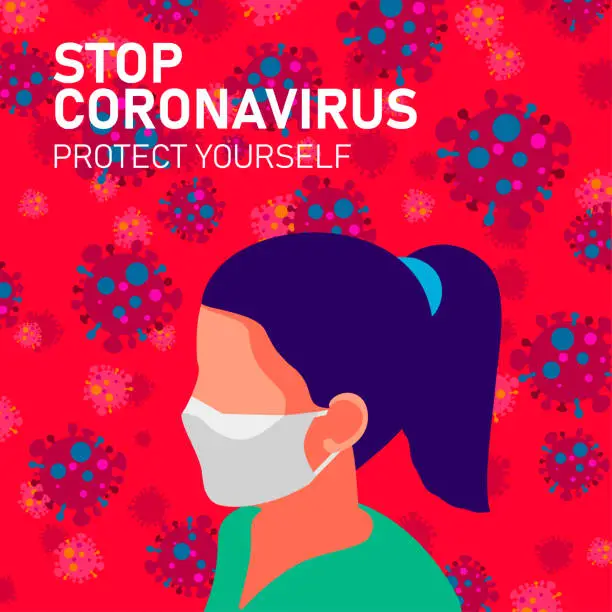 Vector illustration of Stop Coronavirus. Protect Yourself.