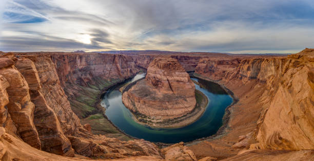 istock Panoramic picture over horseshoe bend and colorado river in winter 1216278485