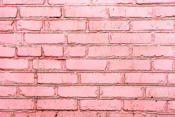 istock Old pink painted brick wall texture or background. High contrast and resolution image with place for text. Template for design 1216278497