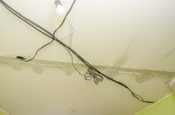 istock Wires on the ceiling, preparation for installation of a stretch ceiling 1216279452