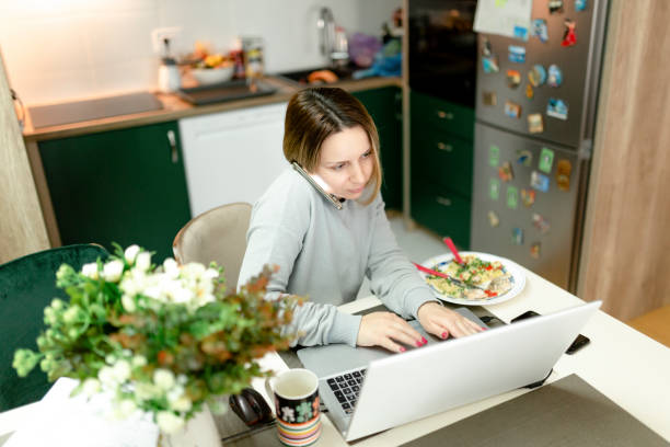 istock Attractive woman working from home 1216279651