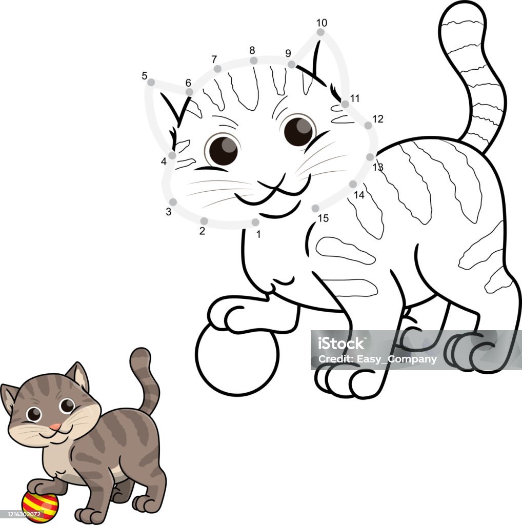 Cat Cartoon Chấm Để Chấm Hoạt Động Trò Chơi Hình Minh Họa Vector Cho Trẻ Em  Thực Hành Và Bảng Tính Mầm Non Để Thực Hành Tại Nhà Hoàn Hảo Cho Cha