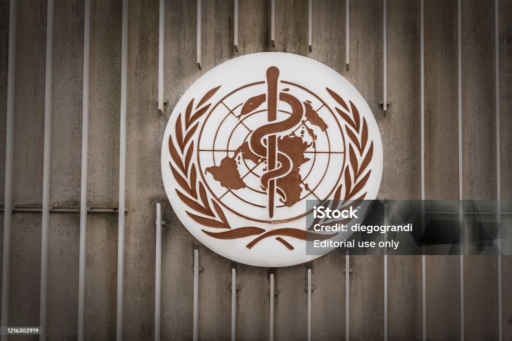 World Health Organization (WHO / OMS) Logo at WHO Headquarters - Geneva, Switzerland Geneva, Switzerland - December 03, 2019: World Health Organization (WHO / OMS) Logo at WHO Headquarters World Health Organization Stock Photo