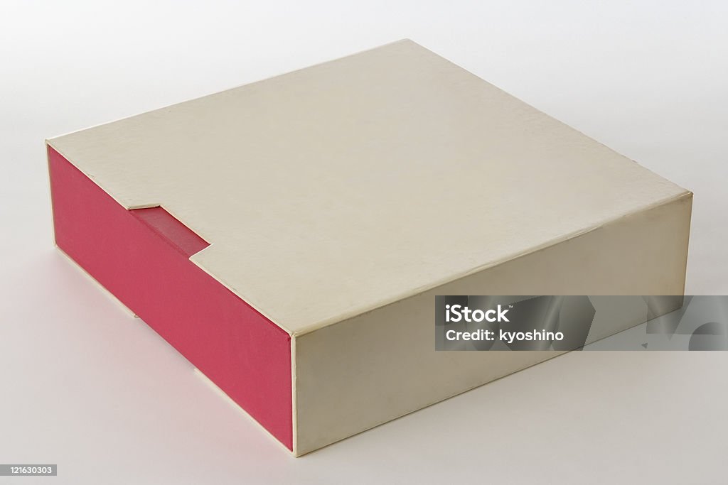 Isolated shot of closed old blank box on white background Closed white blank box isolated on white background. Box - Container Stock Photo