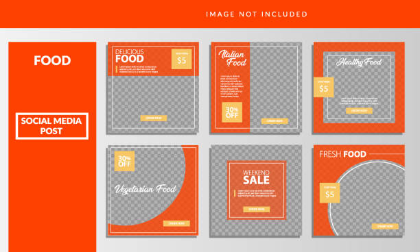 Social media food post template vector Social media food post template vector breakfast borders stock illustrations