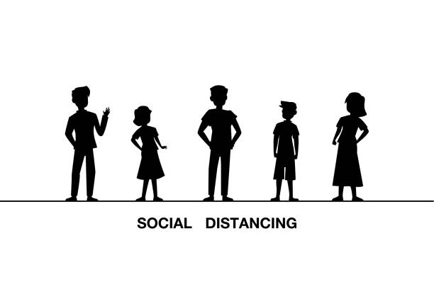 People in Social Distancing Concept Protection. vector illustration vector art illustration