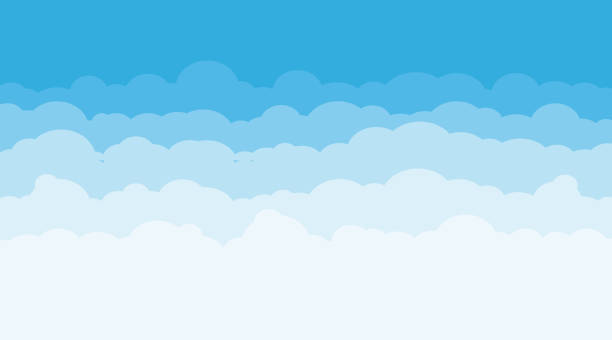 illustrations, cliparts, dessins animés et icônes de fond de ciel avec des nuages. ciel bleu avec des nuages blancs. illustration de vecteur. vecteur. - weather sky blue sunlight
