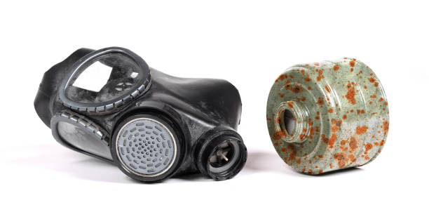 istock Vintage gasmask isolated on a white background - Rusted filter 1216321406
