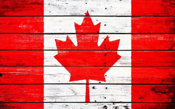 istock Flag of Canada, painted on a grunge plank 1216323580