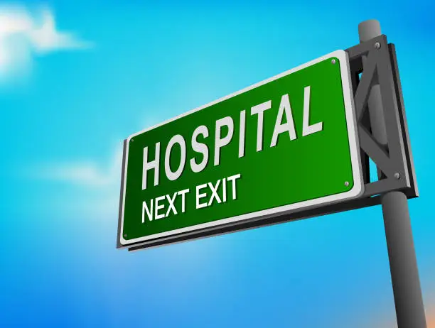 Vector illustration of Hospital road sign