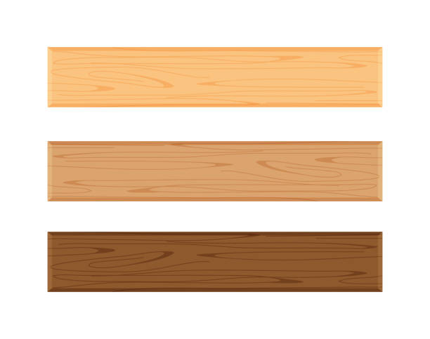 Wood Plank Board Isolated On White Background Horizontal Plank