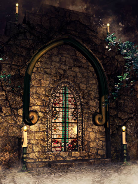 istock Gothic wall with an ornamented window 1216328423
