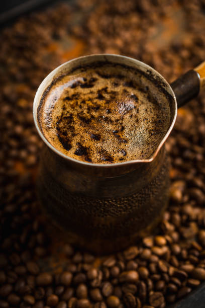 istock Freshly making coffee in vintage cezve 1216329917