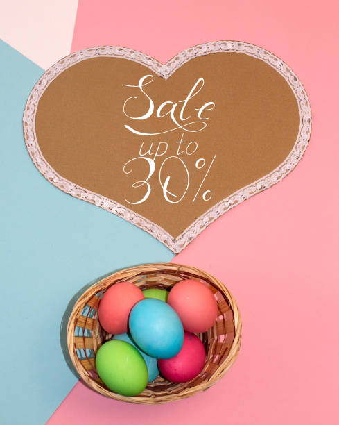 istock Holiday card, Easter banner with text - a discount of 30 per cent 1216337634