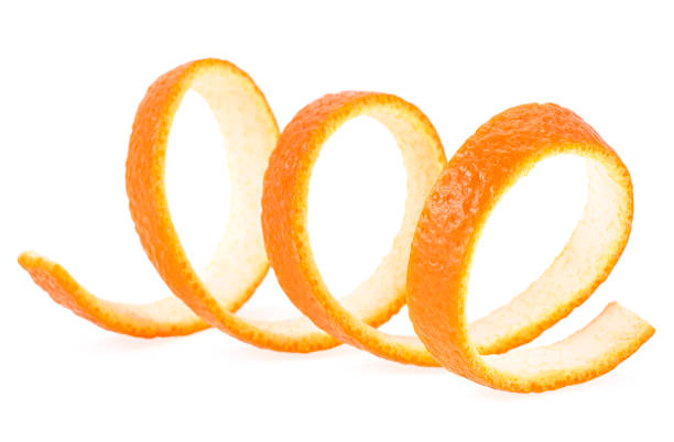 istock Spiral orange peel isolated on a white background. Single orange skin. 1216345481