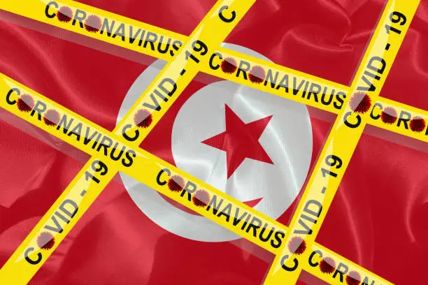 Coronavirus  Covid - 19 Tunisia  Quarantine Delimitation tape