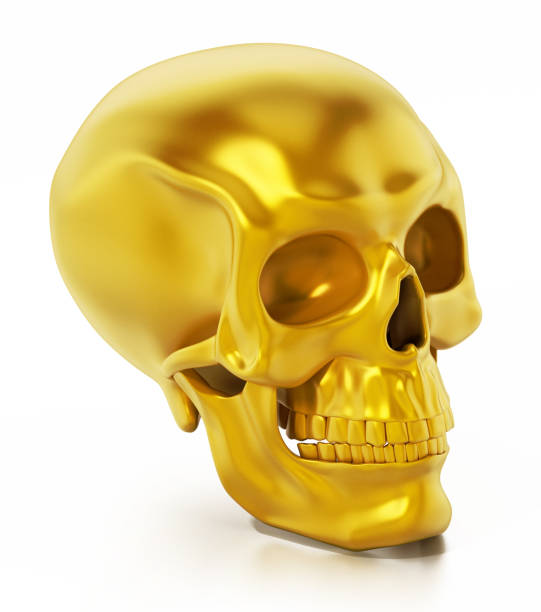 istock Gold human skull isolated on white 1216349261